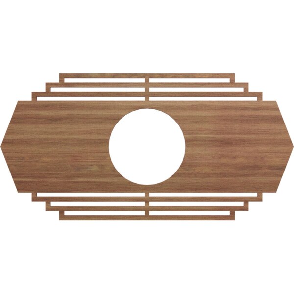 Ekena Millwork Chrysler Wood Fretwork Pierced Ceiling Medallion, Walnut, 16"W x 8"H x 4 1/4"ID x 1/4"T CMWP16X08X0250CSWA - main